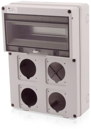 Intratec - Distributore di corrente da costruzione, IP65 – 360 x 260 mm, 4 connettori CEE, alloggiamento resistente ai raggi UV, impermeabile per esterni