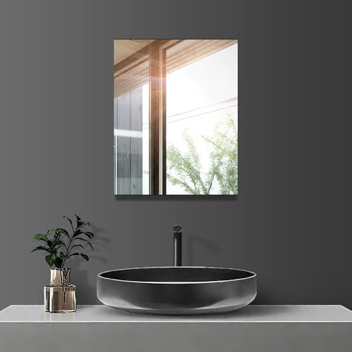 Sqinor Espejo BañO Adhesivo Sin Marco 40x50cm - Espejo Pared Rectangular Espejos Adhesivos Espelho Casa De Banho Espejos Decorativos de Pared para BañO, Entrada Recibidor, Salon, Habitacion, Gimnasio
