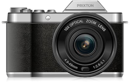 PRIXTON Cámara Digital Nomad DC950, WiFi, App Móvil, Pantalla IPS Resolución 4K 64MP, Estabilización EIS Anti-Shake, Zoom Óptico Real 10X, Autonomía 85 Minutos, Tarjeta SD hasta 256GB