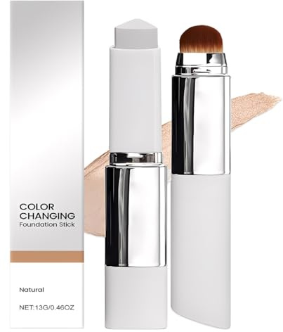Fond de teint coréen 2 en 1,Korean Color Changing Foundation Stick，Imperméable et résistant à la transpiration,onvient à Tous Les Typés De Peau,Avec Pinceau