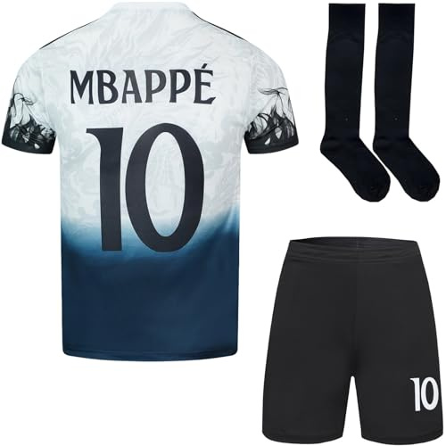 Mokiss No #10 Édition Spéciale Dragon pour Enfants, Shorts, Chaussettes, Tailles Jeune(24,Bleu/Blanc)
