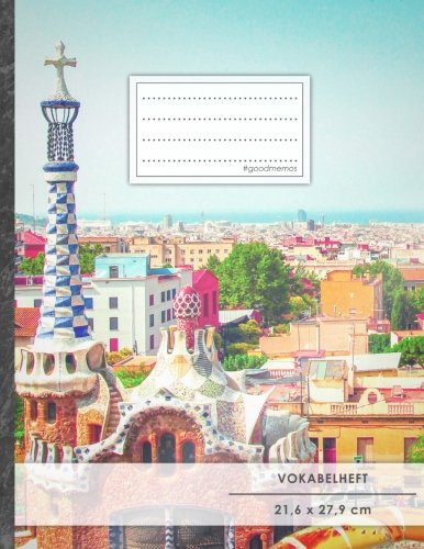 VOKABELHEFT DIN A4 • 50+ Seiten, Soft Cover, Register, 2 Spalten, Erfolgs-Tacker, Spanisch • Original #GoodMemos Schulheft • Sprachen und Vokabeln leicht lernen, Lineatur 53