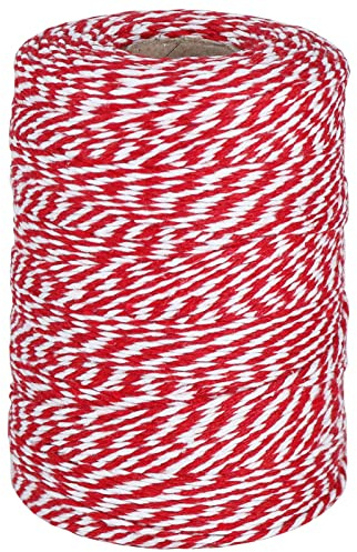Vivifying Red and White Twine, 656 Feet 2mm Cotton Bakers Twine String for Gift Wrapping, Baking, Butchers, DIY Crafts, Tying Cake and Pastry Boxes