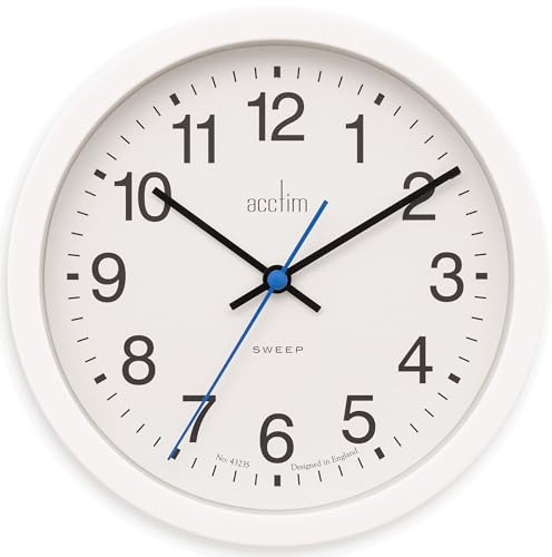 Acctim Bromham Non Ticking Sweep Seconds Hand Wall Clock 20cm Diameter (White)