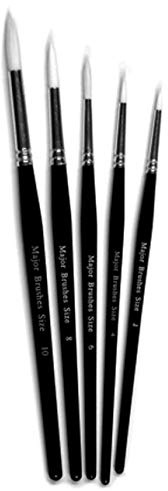 Lexcion Select Pack Of 5 Quality Synthetic Sable Paint Brushes - Sizes 2, 4, 6, 8 and 10