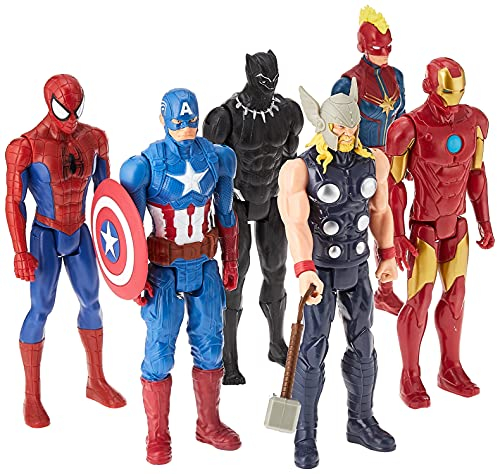 Marvel Titan Hero Series Action Figure Multipack, 6 Action Figures, 30-cm Toys, Inspired Comics, for Children Aged 4 and Up