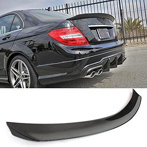 HOWWO Real Carbon Fiber Auto Heckspoiler für Mercedes-Benz W204 C180 C200 C250 C300 C63 AMG Sedan 4-Door 2008-2014, Schwarz, Kohlenstofffaser mit hochglänzendem Lack, Selbstklebend, Heck-Dachspoiler