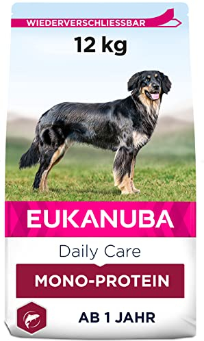 Eukanuba Daily Care Mono-Protein Hundefutter - Trockenfutter mit nur Lachs als tierischem Protein, allergenarme Rezeptur, 12 kg