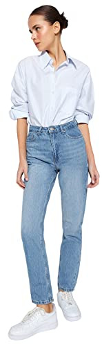 Trendyol Jeans Acampanados y Corte de Bota de Cintura Alta, Azul, 40 para Mujer