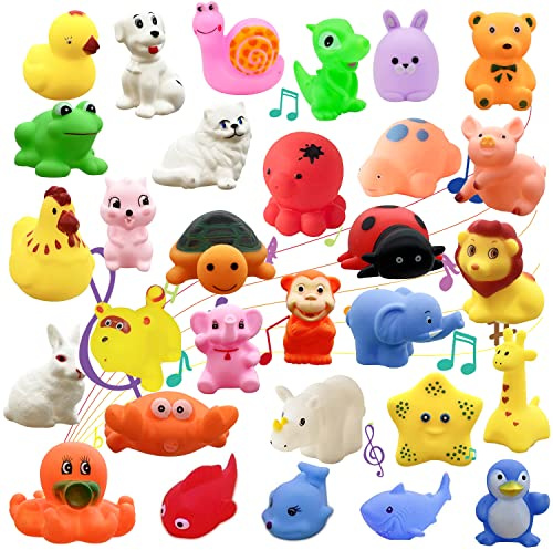 Giocattolo per il bagnetto del bambino in età prescolare, Oceano galleggiante e fattoria Squeaky Animal Bath Time Squirty Toy for Toddlers Decorazione e regalo per feste per bambini, educativo (30PCS)