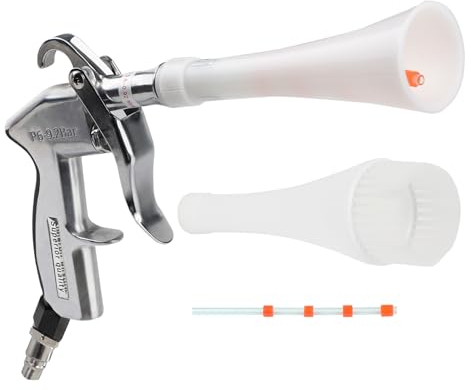 EXLECO Pistolet de nettoyage à air comprimé - Pistolet de soufflage à sec pour compresseur 6-9 bar - Pistolet à air comprimé - Pistolet à air comprimé - Avec 1 tuyau et 1 buse