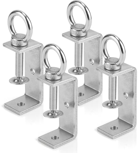 EXLECO 4 x 24-70mm C Klemme Edelstahl C Zwingen Schraubklemme Trägerklemme Fixierzange Tischklemme Trägerklammer Befestigungs Klemme für Holzarbeiten Schweißen Tischlerei Einstellbar Kieferöffnungen