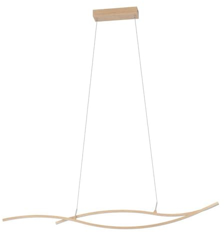 Eglo Grisolia Lampadario a LED, lampada a sospensione per tavolo da pranzo, per sala da pranzo e soggiorno, in metallo e plastica effetto legno, luce bianca calda, 140 cm