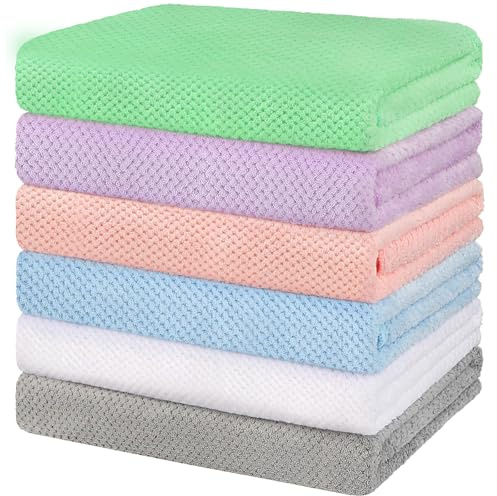 HOMEXCEL 6 Pack Bath Towel Set, (24 x 48 Inches) Microfiber Ultra Soft Highly Absorbent Bath Towels, Lightweight and Quick Drying Towels for Hotel, Bathroom, Spa and Beauty Parlor, Multicolor