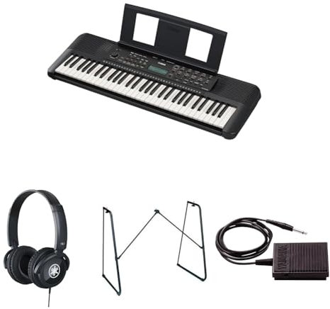 Yamaha PSR-E283 Portable Keyboard for Beginners bundled with HPH-100 Headphones, L-2C Keyboard Stand, and sustain Pedal