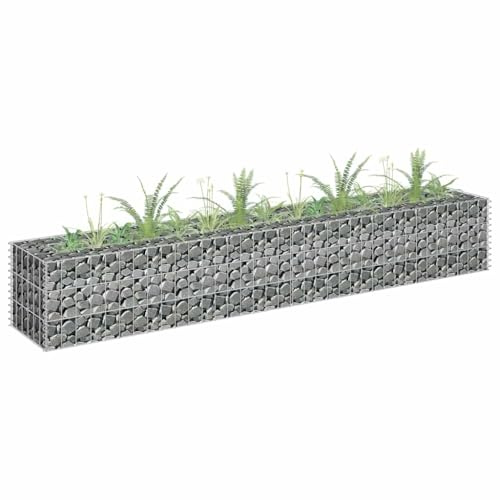HaoChrymec Jardinière Surélevée with Gabion en Acier Galvanisé, Design Stable et Durable, Parterre Surélevé en Gabion, Panier à Pierre, Jardinière à Gabion, 180 x 30 x 30 cm
