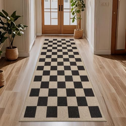 TUKDAK Weben Teppich Läufer Flur rutschfest 80x200cm, Waschbar Küchenteppich, Flurläufer Modern, Teppichläufer, Küchenläufer, Flur Teppich, Flurteppich für Küche, Eingang, Wohnzimmer, Korridor
