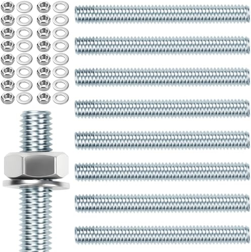 8 stycken gängstänger M10 gängstänger M10 x 100 mm gängstång gängbultar galvaniserat stål gängstift blå zink gängstavar med 16 st sexkantsmuttrar och 16 st brickor
