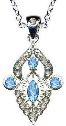 Halsband med hängsmycke/äkta silver 925/jugendstil halsband/köp onlinebutik smycke/zirkonia kristaller kedjehängsmycke kärlek tro hoppet känslor vit klar, Sterlingsilver 925, zirkonstenar,