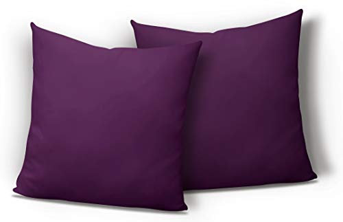 one-home 2er Set Kissenbezug Kissenhülle Kopfkissen 80x80cm aubergine lila Uni Microfaser