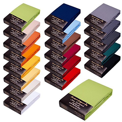 AVANTGARDE SPANNBETTLAKEN 140x200cm - 160x220 cm - auch für Boxspringbett & Wasserbett Premium Spannbetttuch 100% Baumwolle Jersey - ca.170g/m²- hoher Steg - ÖKO TEX (08 Hellgrün)