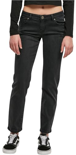 Urban Classics Pantalon en Denim pour Femme Taille Basse, Noir délavé, 30