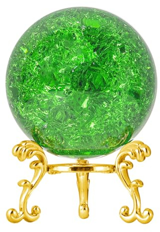 LONGWIN 60mm Ice Cracked Crystal Ball Decorative Glass Ball Home Decor Accessories Ornaments (Green)