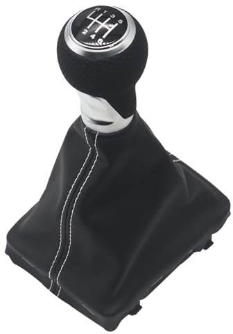 Arotzelox Schaltknauf perforiert 6 Gang Schaltsack + Rahmen Naht Weiß für A4 B8 A5 Q5 Schaltknauf