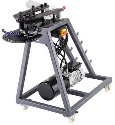 VEVOR Dobladora de Tubos Eléctrica de 750 W con Cilindro Hidráulico de 6 L, con Ruedas, 3 Matrices y Ángulo de Doblado Máximo de 180°, Adecuada para Tubos de 1,9 a 5 cm, 1100 x 690 x 1025 mm
