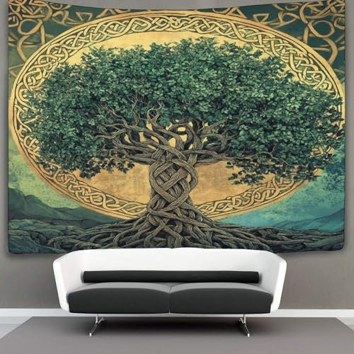 kaiyun Arazzo Da Parete Albero della vita,Stile celtico Arazzi Decorazione Da Parete Per Soggiorno, Camera Da Letto,dormitorio 70cmx100cm