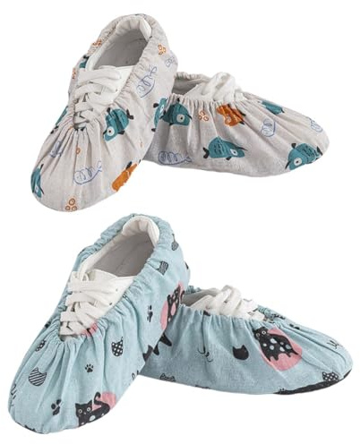 JYNXOR 2 Pièces Surchaussures Lavable, Réutilisable Chausson Invité, Tissu de Flanelle Couvre Chaussure, Semelle Antidérapante Surchaussure, Protege Chaussure, pour Maisons, Bureaux, Bibliothèques
