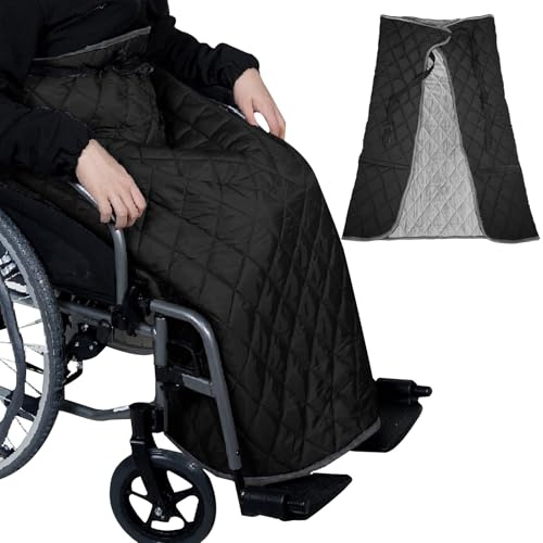 Manta para silla de ruedas BOUFEIDA, manta de invierno gruesa de tres capas, manta para adultos de 129 x 116 cm, negro