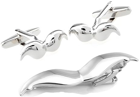 Beard Tie Clip and Cufflinks Set Classic Business Accessories for Men, Formal Wear Collection