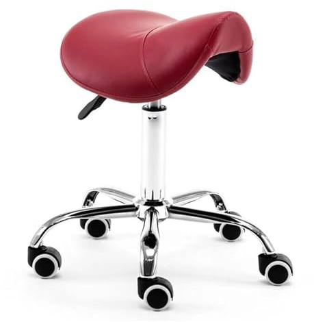 FXLUHAY Silla de Oficina con Forma de Silla de Montar, Silla giratoria Ajustable con Ruedas, Asiento de salón de Cuero sintético for Tatuajes, Belleza y Masaje de pestañas.