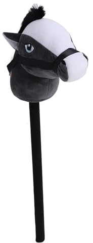 NOENNULL Plysch Tailstock Hästpinneleksak 70 Cm Plysch och PVC Tecknad, Handgjord Hobbyhäst (Svart)