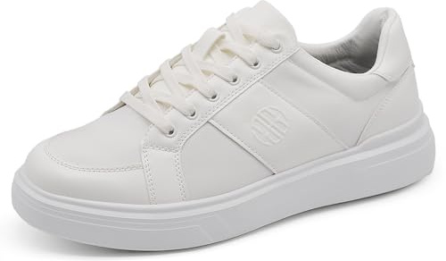 Scarpe da Ginnastica Casual Eleganti, Sneakers Uomo in Pelle Sintetica e Tessuto Idrorepellente,con Lacci da Tempo Libero e Lavoro Y297 Bianco n.41