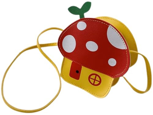 SOLUSTRE Bolso Bandolera Infantil Forma de Hongo para Niña, Bolso Cruzado Pequeño Color Rojo, Material Seguro y Cierre de Cremallera, Adecuado para Viaje y Actividades al Aire Libre