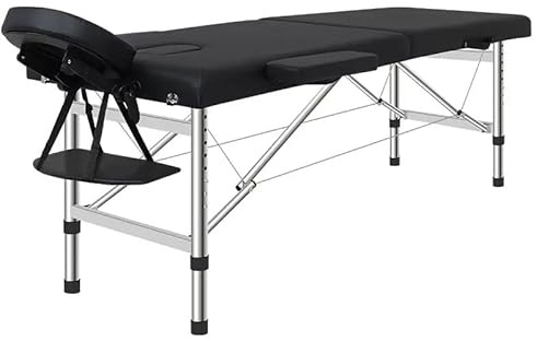 Générique Table de Massage Pliante Professionnelle 2 Zones Aluminium Cosmetique Lit de Massage Table Esthetique Tatouage Portable avec Repose Bras