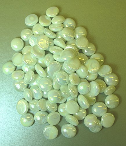Ullmannglas glasbitar – dekosteiner – muggsten, liten (Ø ca 15–17 mm) i vitt iriserande 200 g påse
