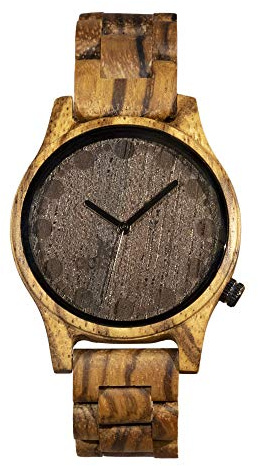 Opis Technology UR-M2 Cronógrafo de Pulsera Hombre en Madera | Cuatro cuadrantes, correa de cuero y caja metálica. Reloj vintage, regalo, cierre de hebilla.