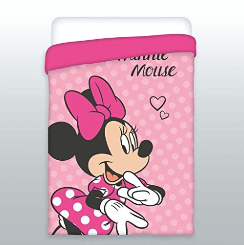 Edredón Nórdico Infantil 175 x 260cm, Spiderman, Avengers, Cars, Mickey, Minnie, Frozen o Princesas. Ideal para Cama de 90 o 105cm (Minnie)