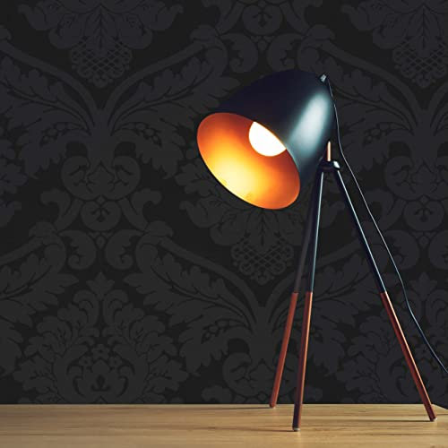 TADESSI WTD 843 Baroele Papier peint à motif baroque avec ornements pour salon, chambre, cuisine Noir