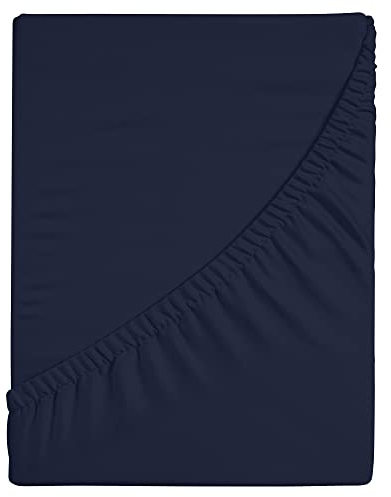 Komfortec Spannbettlaken Jersey 100% Baumwolle – 90x200 cm – 135g/m² – Weich, Atmungsaktiv & Hautfreundlich – Mit Rundumgummi – Oeko-Tex Zertifiziert – Für Boxspring, Topper & Matratzen – Blau
