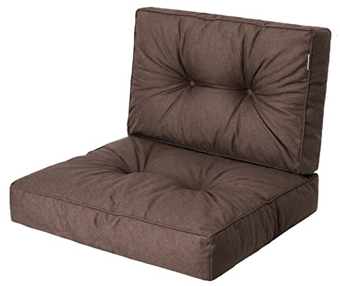 HOBBYGARDEN Cojín exterior KAJA 50 x 50 cm, marrón, cómodo cojín para muebles de jardín, balcón y columpio de Hollywood, cojín para palés y cojín para silla para interior y exterior