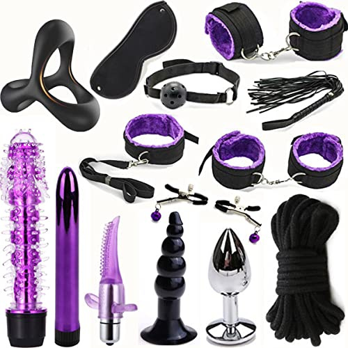 Kits de Bondage SM Sex Avec Cock Rings Contraintes Érotique 14 Pièces Fetish Cuir Sex Toys SM Jeu Fou Avec Menottes Et Cock Rings Gros Plug Anal Ensemble Parfait Sex Toys Érotiques Pour Les Couples