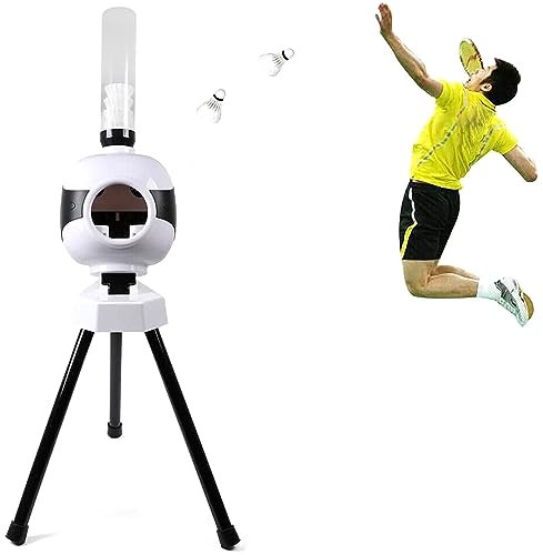 ERICAT Automatische Badminton-Aufschlagmaschine, Badminton-Trainingsgerät Mit Stativ, Einstellbarem Startwinkel Und Abschlagzeitintervall Von 4 Sekunden, 15 Bälle Kapazität, Für Wettkampftraining