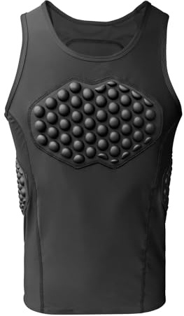Topeter Sleeveless Football Rib Protector Tank Tops for Men, Chest Protective Gear for Goalie Keeper, Rugby XL