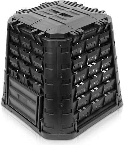 YourCasa® Premium Thermokomposter 450 Liter groß - aus wetterfestem Kunststoff - Komposter Garten Schnellkomposter mit robusten Seitenwänden & einfacher Montage - hergestellt in EU