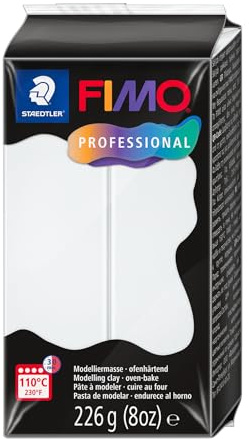STAEDTLER Polymer Modelling Clay - FIMO Professional - Oven Bake Clay - White, 226g - 1 Block, 8042-0