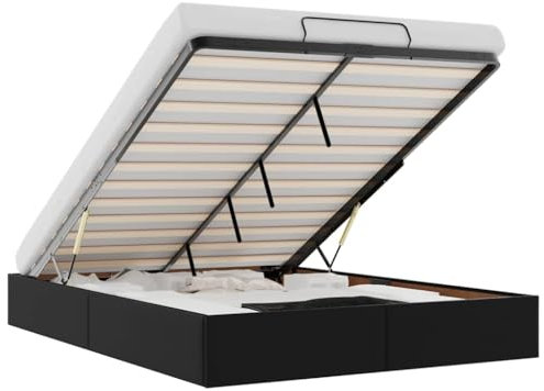 vidaXL Ottoman-Bett ohne Matratze Schwarz 140x190 cm Kunstleder, Bettrahmen, Bettgestell mit Stauraum, Polsterbett, Bettgestell